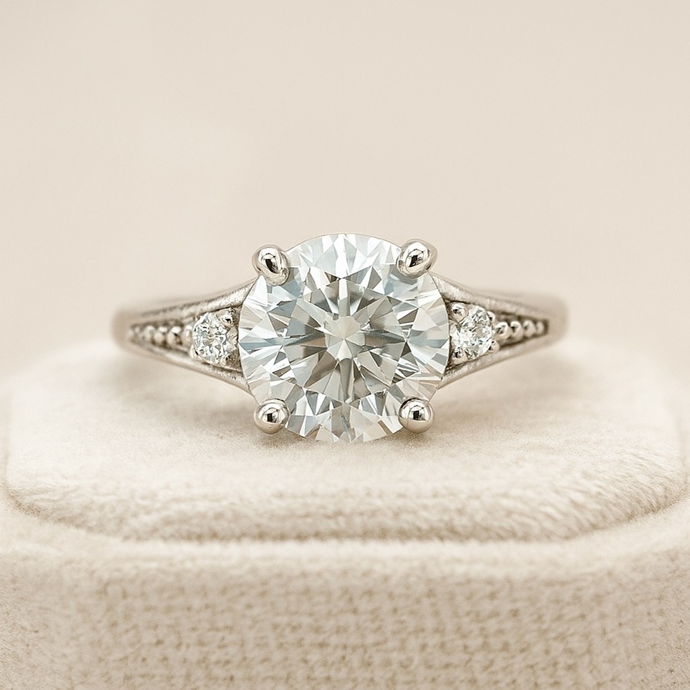 3ct Moissanite Ring Vintage Antique Style D VVS1 Engagement Ring 925 Silver